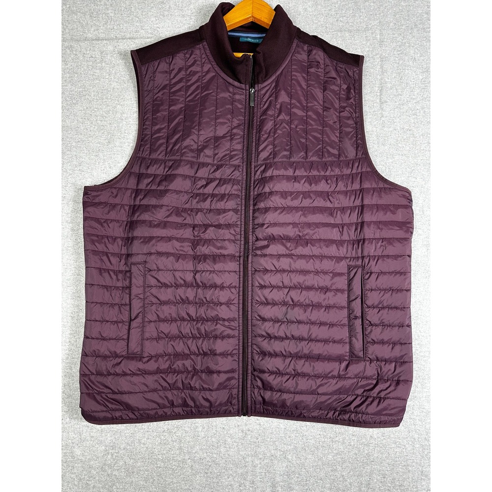 Perry Ellis Puffer Vest Mens 3X Burgundy Quilted Hybrid Full Zip